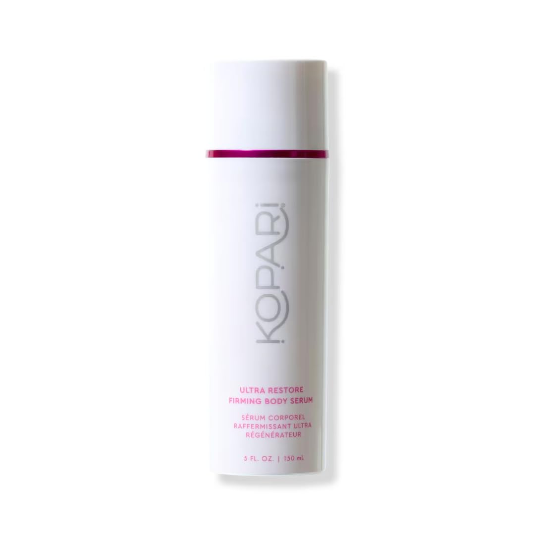Kopari Ultra Restore serum bottle closeup shows lightweight hydration and fast absorption.