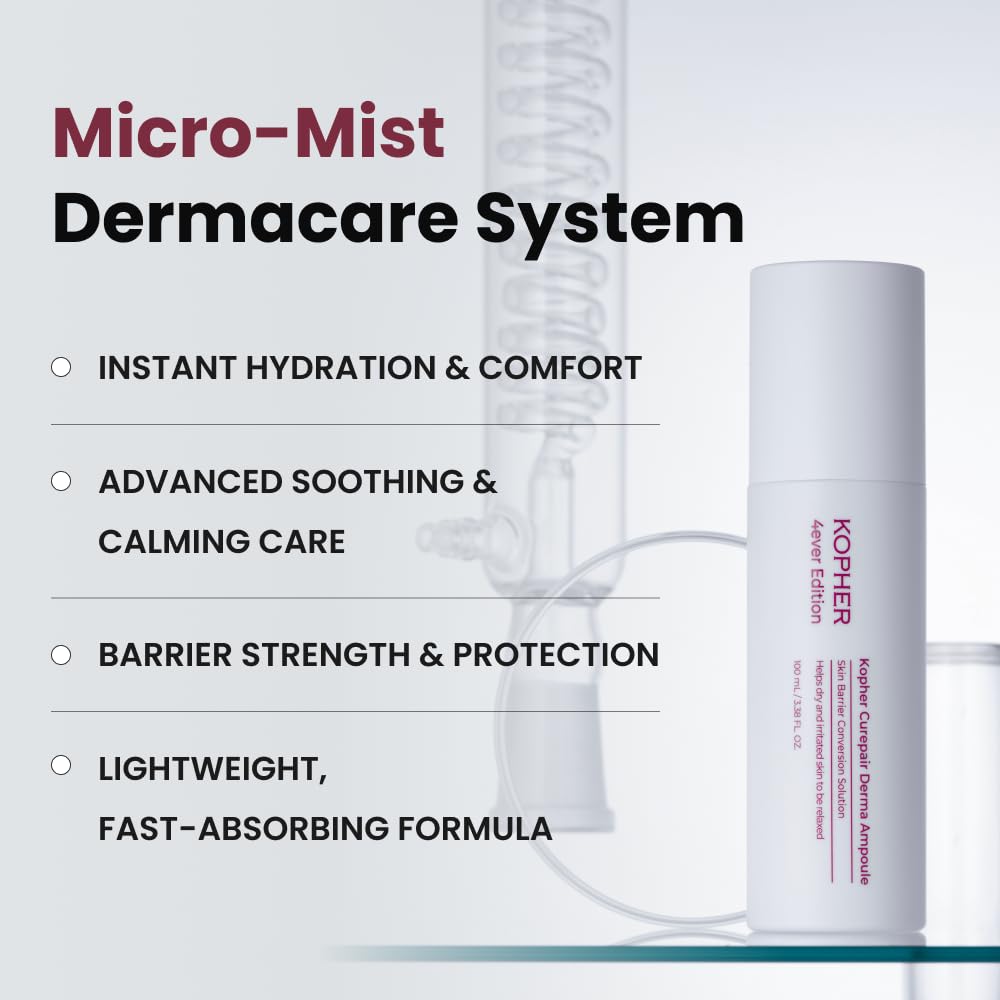 Kopher Derma Ampoule Mist 4ever edición, piel sensible gracias a formulación suave.