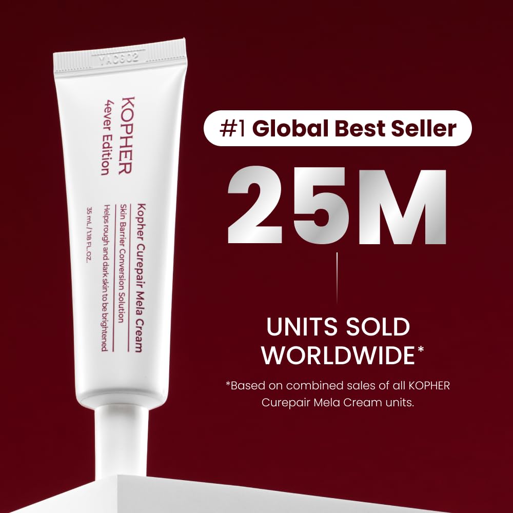 Kopher Curepair Mela Cream 10gf bottle close-up emphasizes advanced growth-factor hydration.