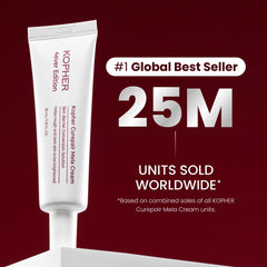 Kopher Curepair Mela Cream 10gf bottle close-up emphasizes advanced growth-factor hydration.