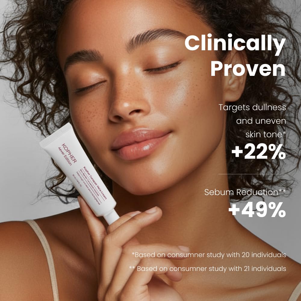 Kopher Curepair Mela Cream swatch on hand demonstrates quick hydration.