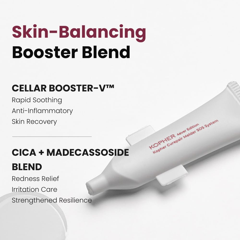 Kopher Curepair Melder SOS Cream night-routine setup suggests at-home skincare ritual.