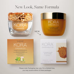 KORA Organics Turmeric Glow Moisturizer glass jar with label for premium skincare ritual