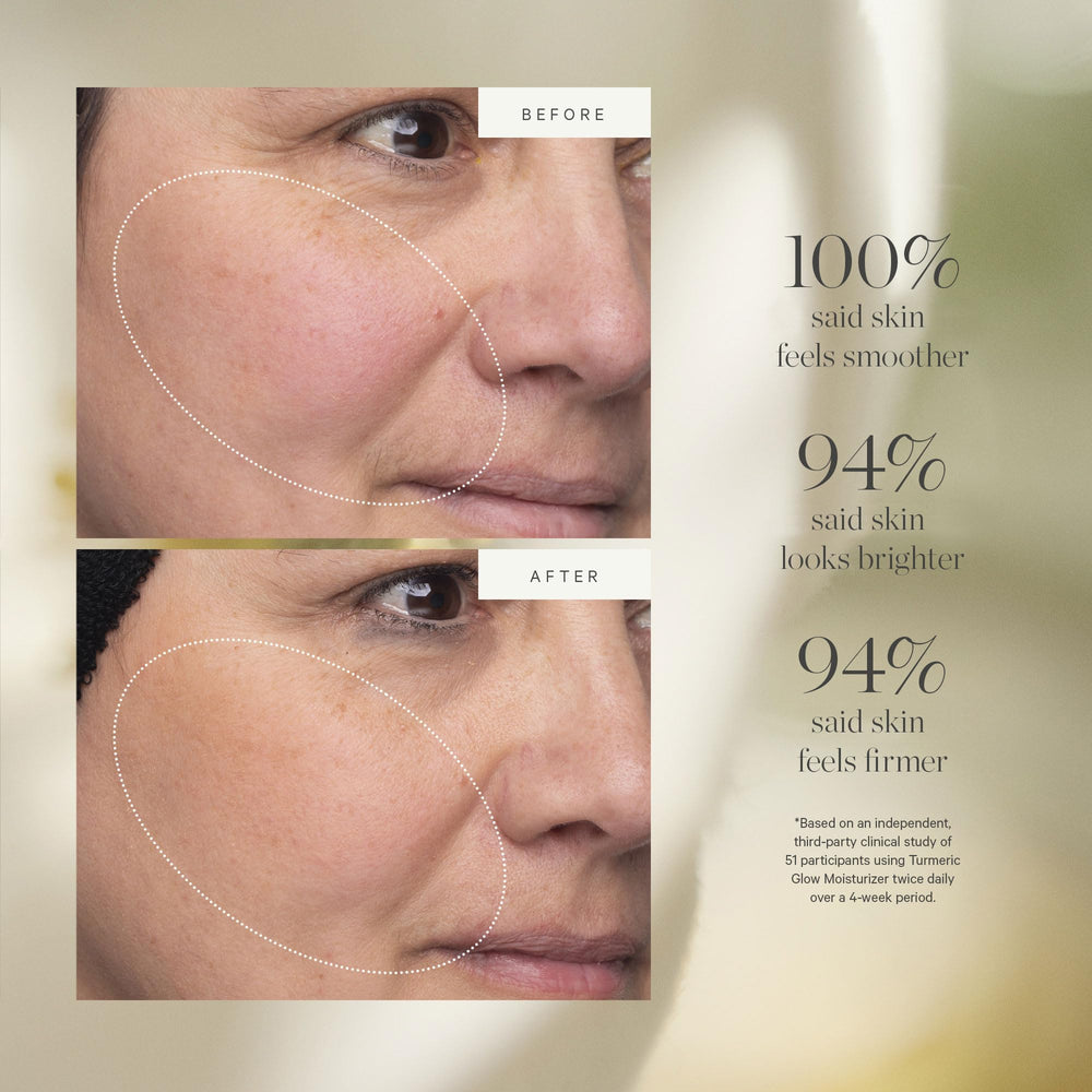 KORA Organics Turmeric Glow Moisturizer texture swirl illustrating rich hydrating formula
