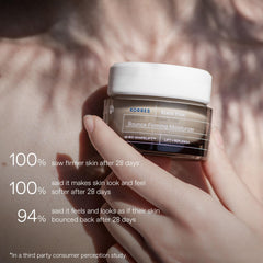 KORRES Black Pine Bounce application on face, ideal for morning and night skincare routines