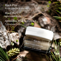 KORRES Black Pine Bounce Cream swirl close-up, showing a lightweight texture that absorbs quickly