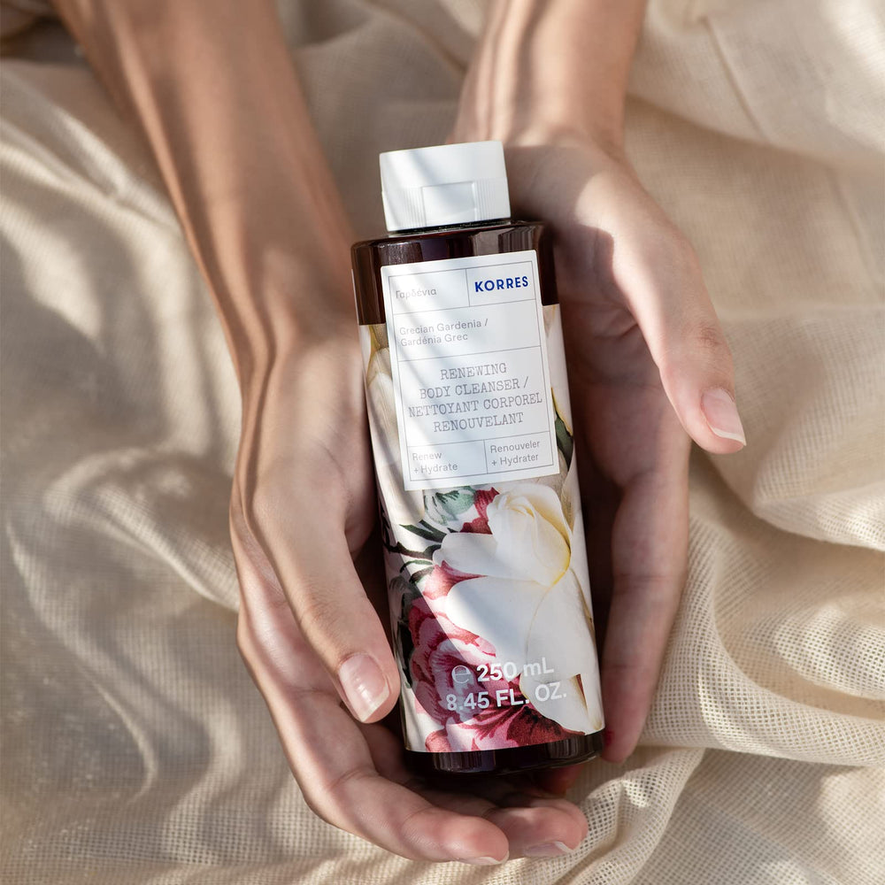 KORRES Grecian Gardenia foaming shower gel aroma-mediterranean enhances daily shower ritual.