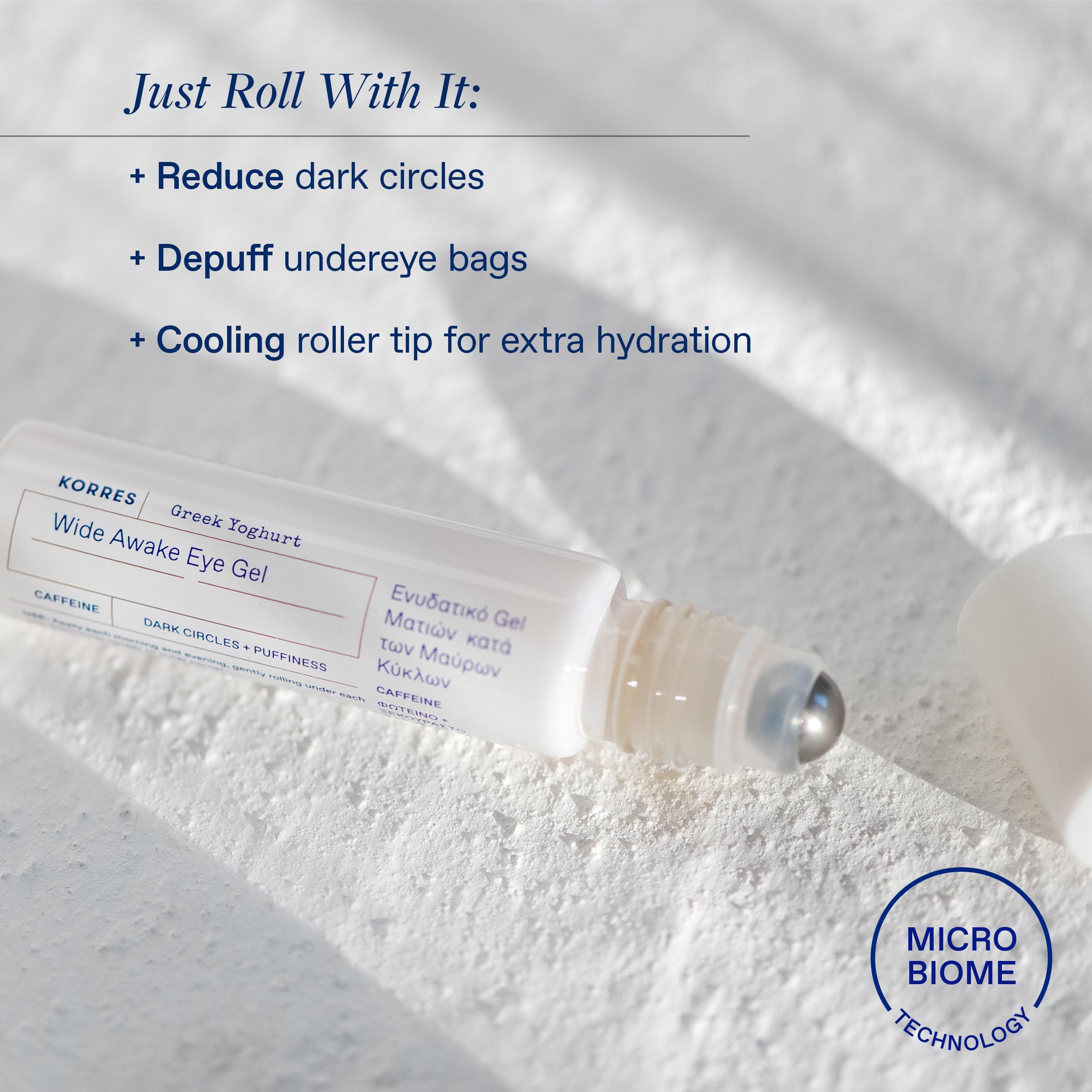 Roll-on application depuffs under-eye area for refreshed look