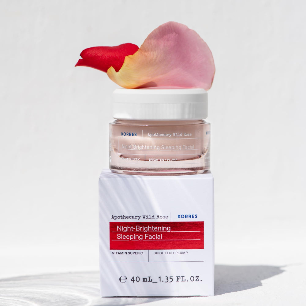 KORRES Night routine face-neck application shows easy nightly skincare step.