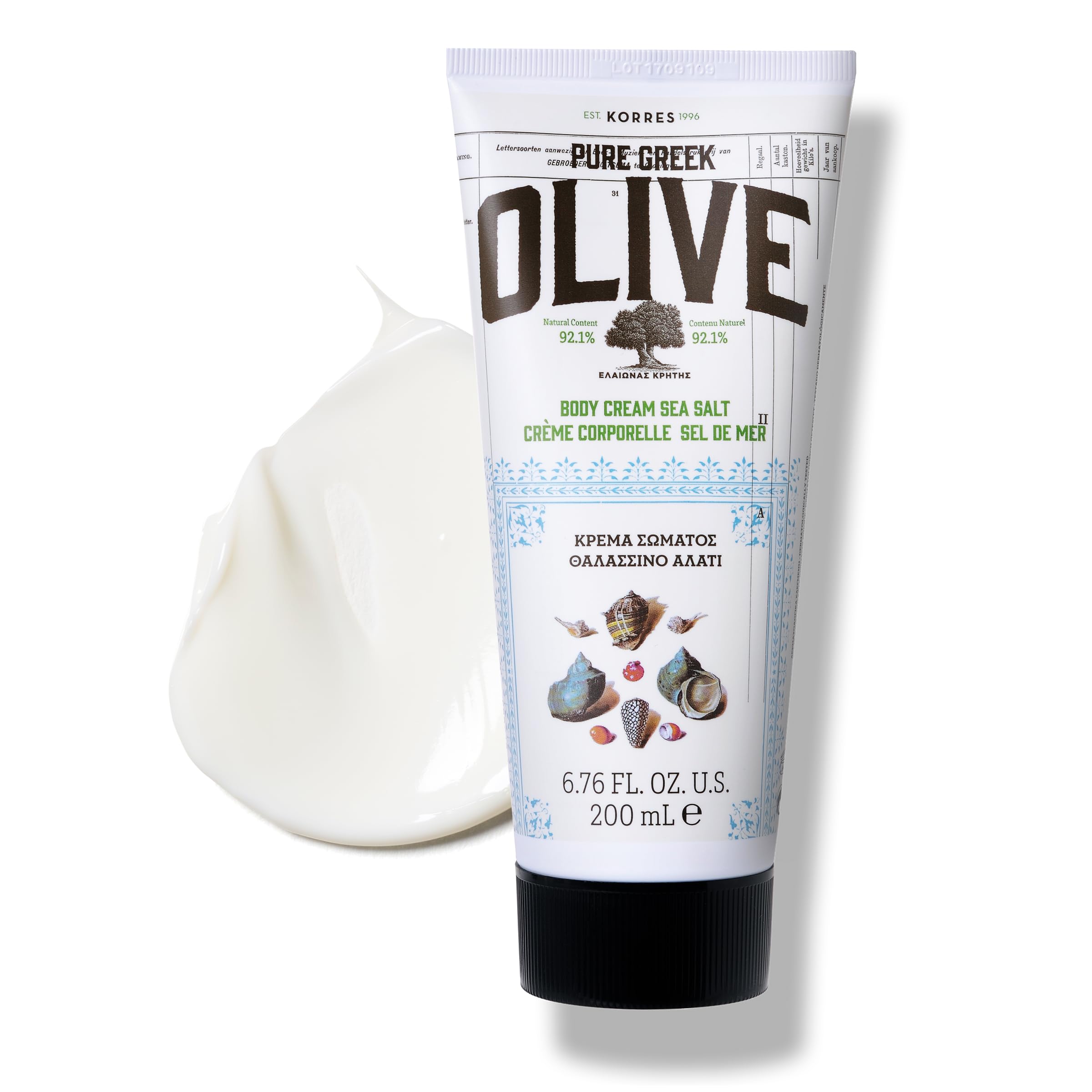 KORRES Olive Body Lotion bottle shown for fast-absorbing hydration.