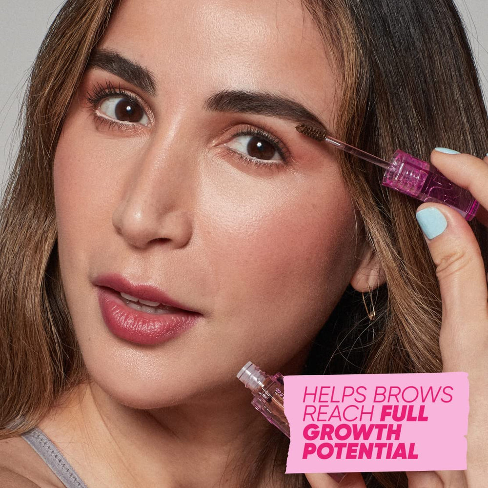 Kosas Air Brow Tinted Gel 5 percent castor oil nourishes brow health and growth potential.
