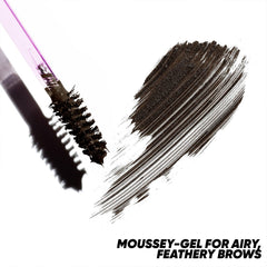 Kosas Air Brow tinted gel brush up close showing precise lift.