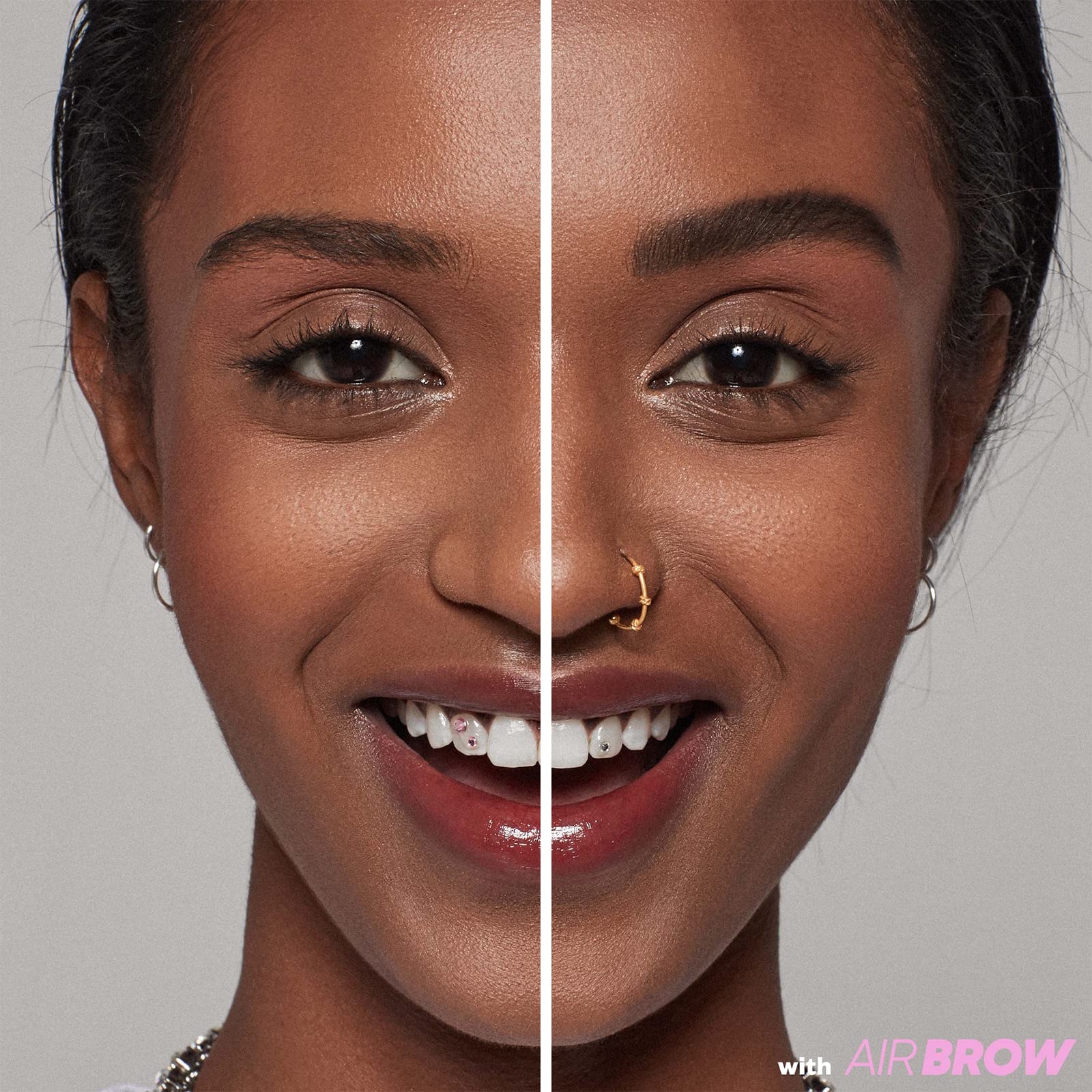 Kosas Air Brow tinted gel texture with soft hold and sheen.