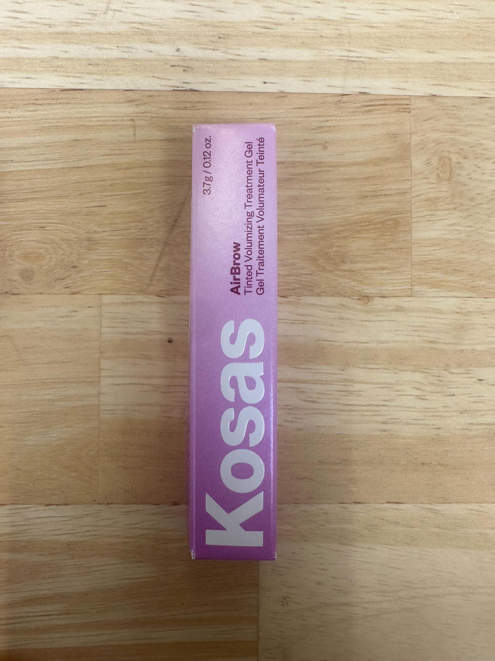 Kosas Air Brow Tinted Gel packaging highlights vegan-clean formula and cruelty-free promise