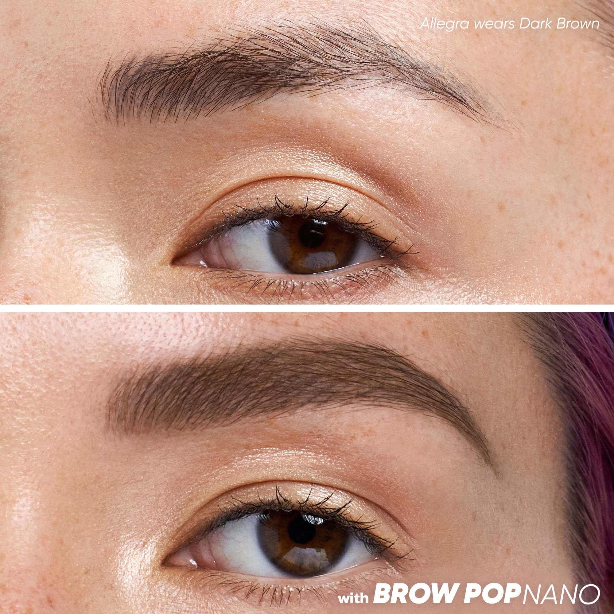 Kosas Brow Pop Nano packaging display highlights vegan, long-wear formula for smudge-free brows