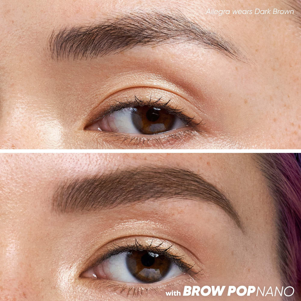 Kosas Brow Pop Nano packaging display highlights vegan, long-wear formula for smudge-free brows