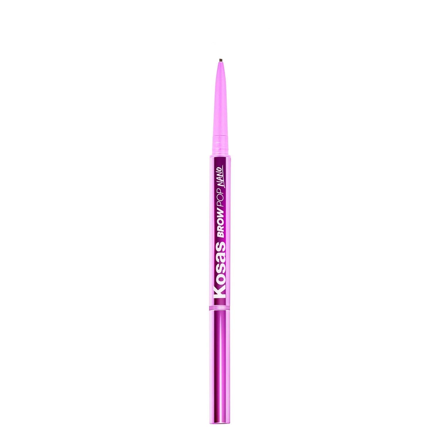 Kosas Brow Pop Nano precision tip closeup showing ultra-fine hair-like strokes for natural brows