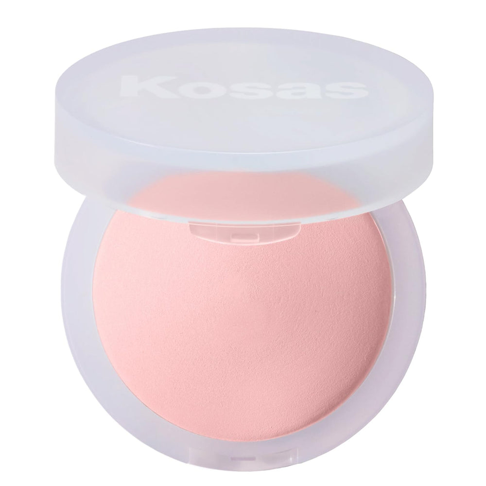 Kosas Cloud Set Candy compact close-up showing airy, weightless texture for all-day wear.