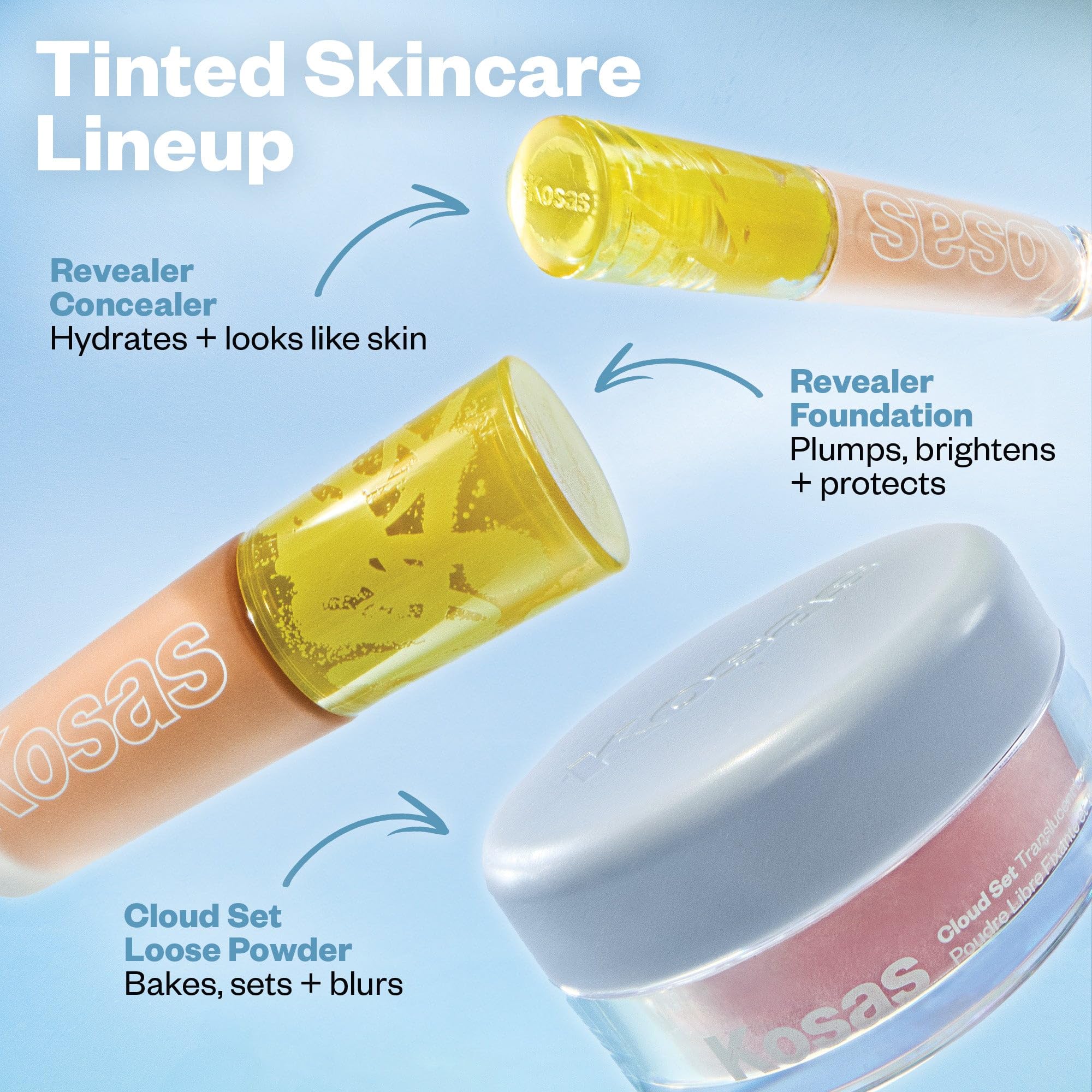 Kosas Cloud Set in-use powder application on face hints a matte, refined finish.