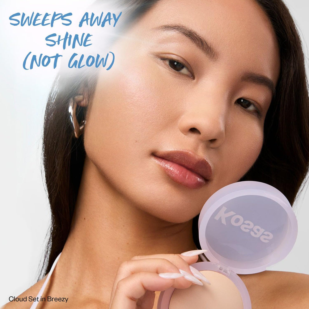 Kosas Cloud Set pressed texture close-up demonstrates airy, non-drying lightness.