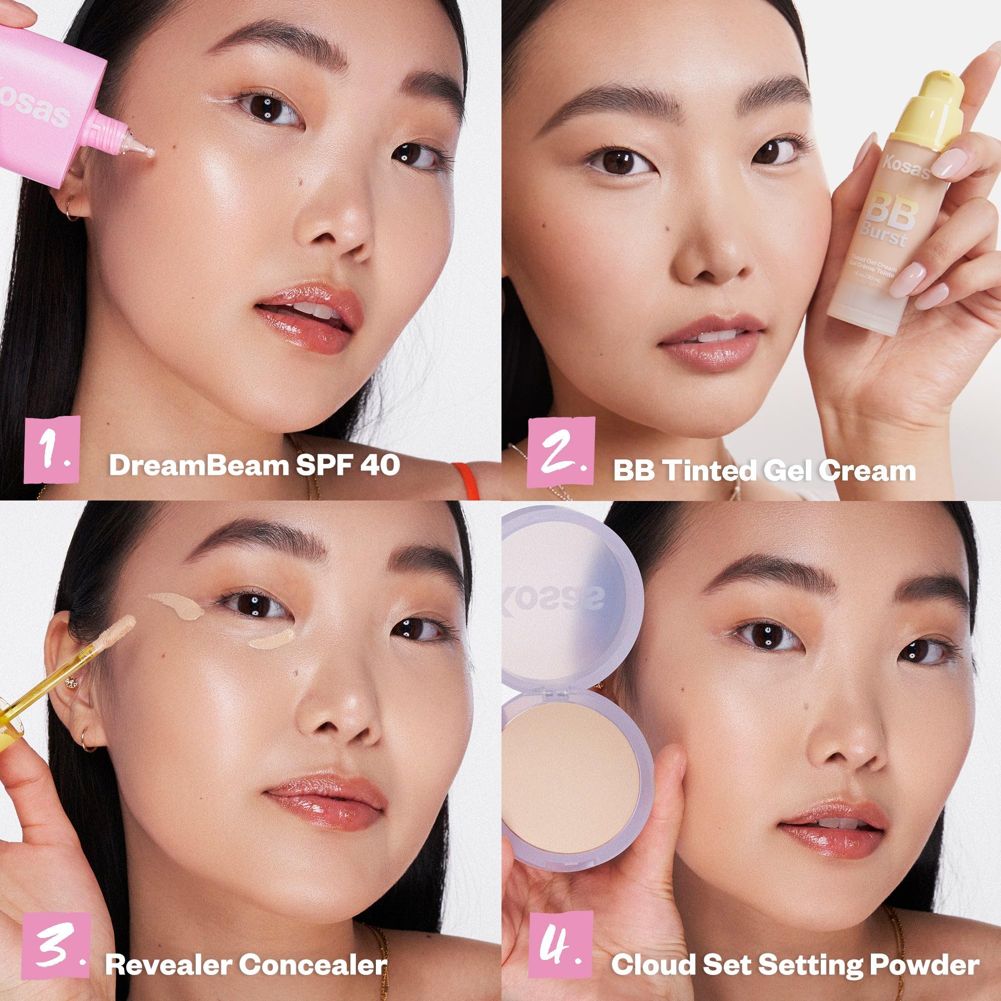 Kosas DreamBeam clean formula for sensitive daily use close-up.