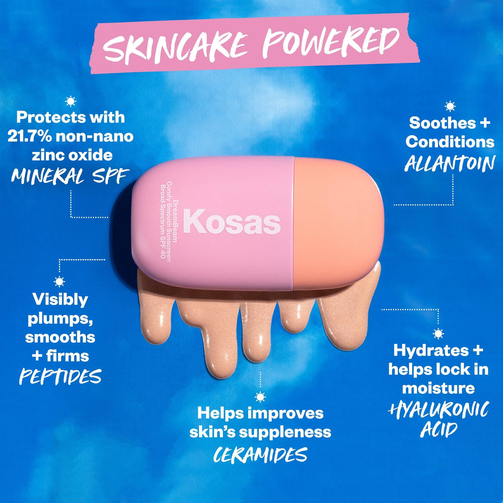 Kosas DreamBeam fragrance-free formula close-up ideal for sensitive skin.