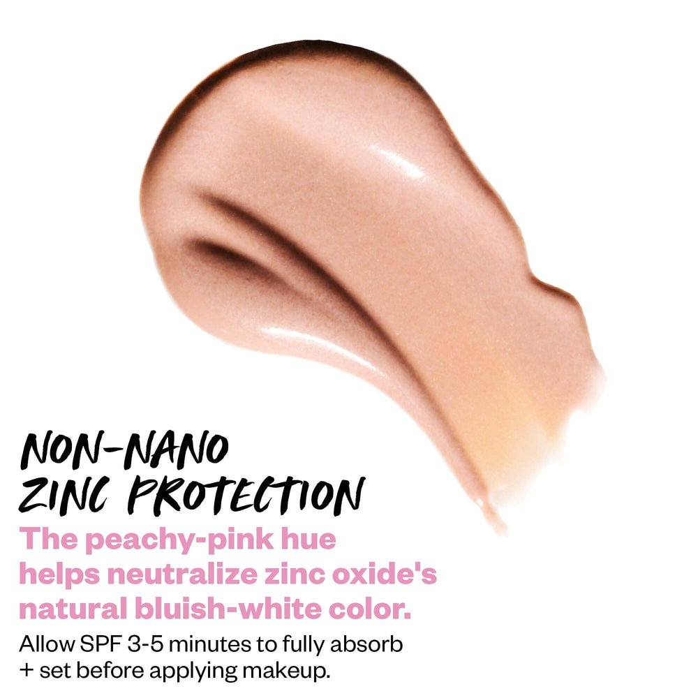 Kosas DreamBeam hyaluronic acid note illustrating deep hydration under makeup.