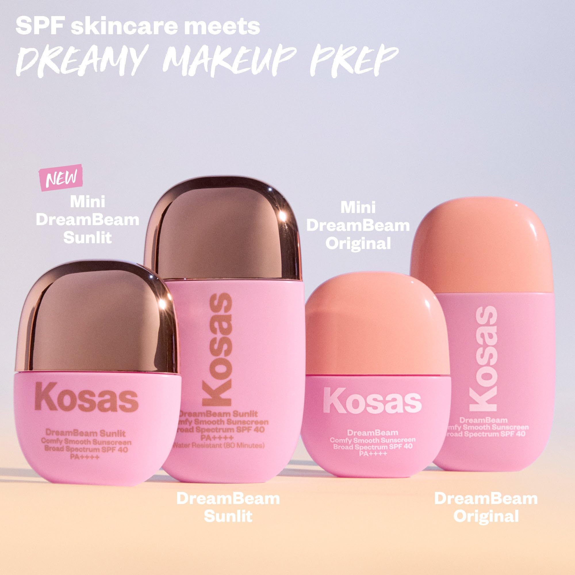 Kosas DreamBeam silicone-free and mineral oil-free sunscreen for clean skincare.