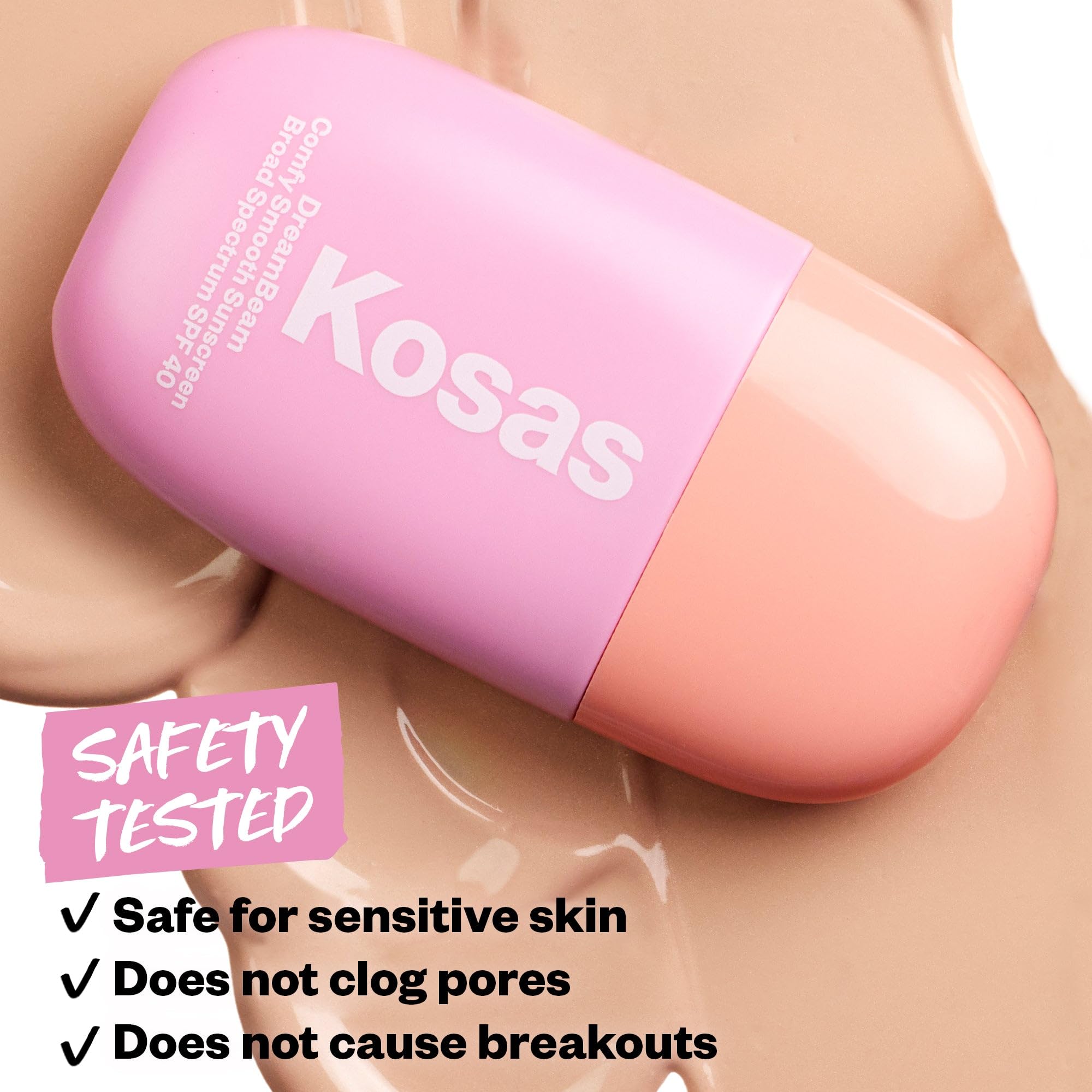 Kosas DreamBeam water-resistant shield for outdoor activities close-up.