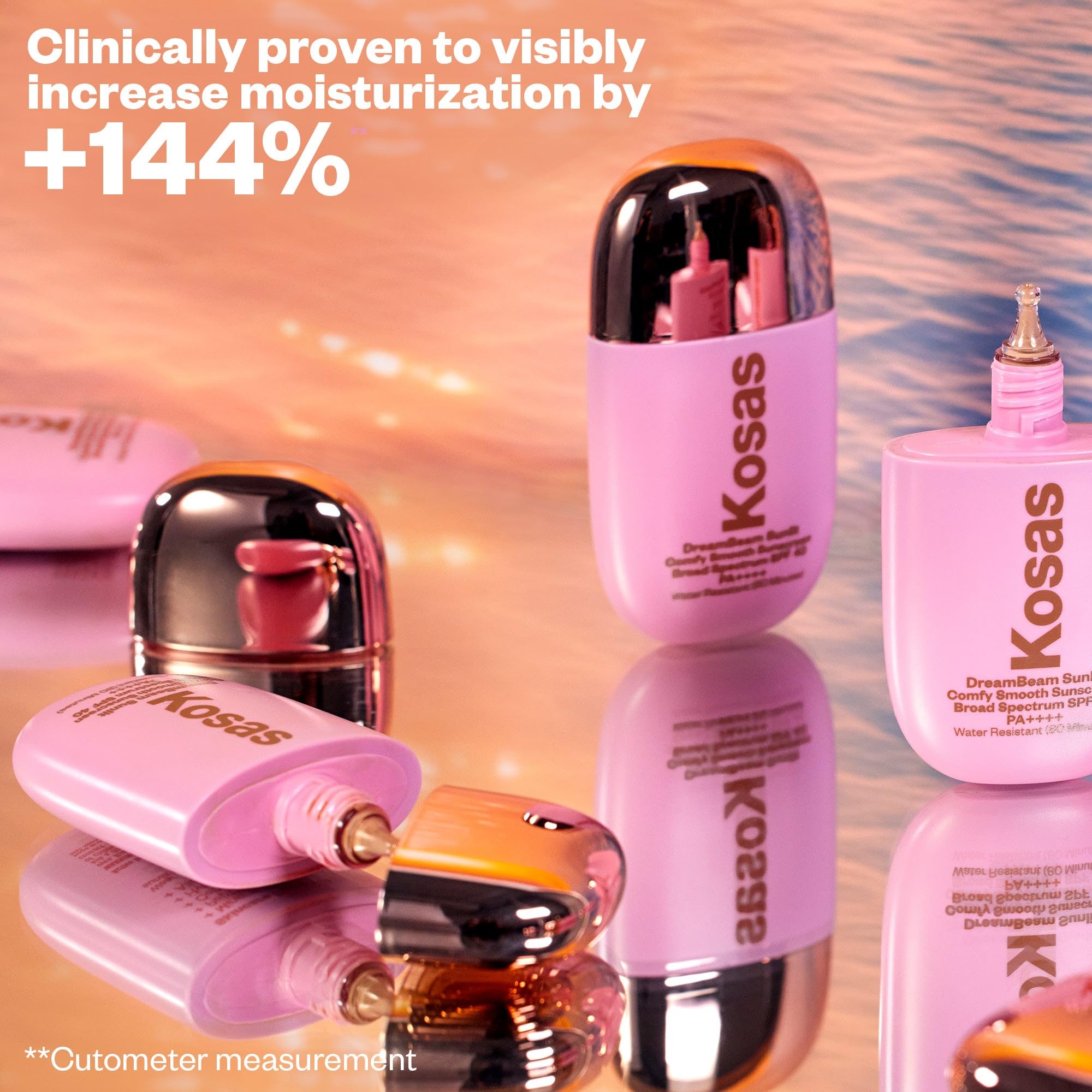 Kosas DreamBeam water-resistant 80-minute formula during outdoor activities