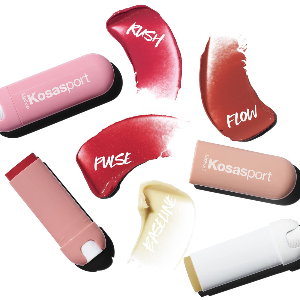 Kosas Lipfuel mint-scented shot conveys energizing aroma for workouts and morning routines.