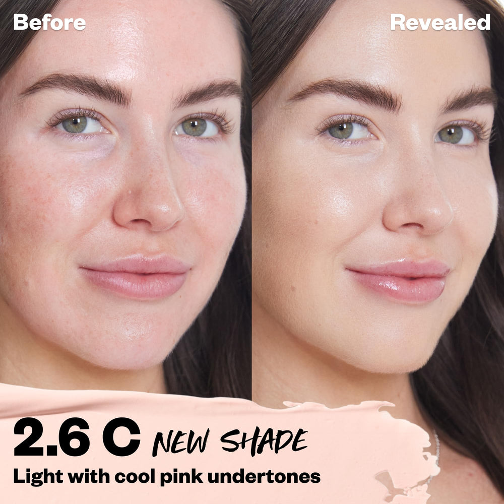 Kosas Revealer Concealer application fingers demonstrates buildable coverage for natural-looking wear