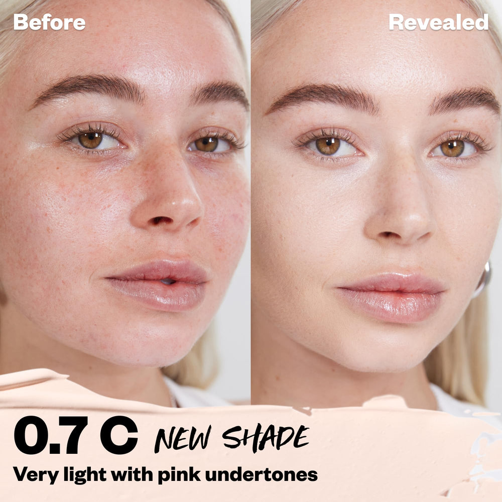 Kosas Revealer Concealer being dabbed with fingers for quick blending and brightening.