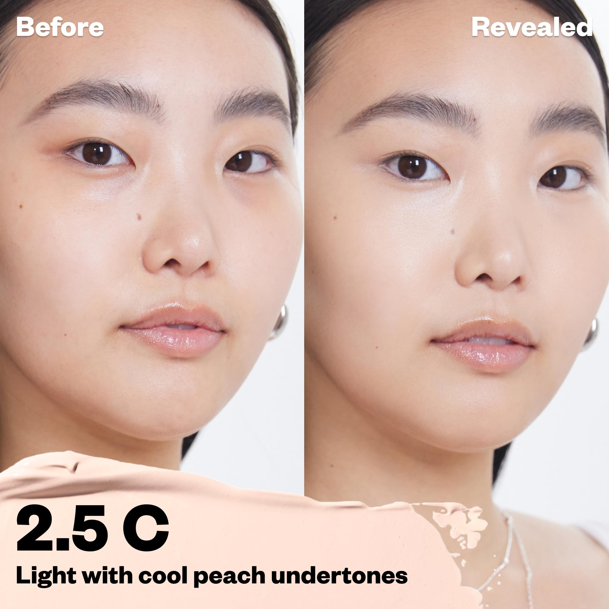 Kosas Revealer concealer application swatch on skin shows easy blending and shade match