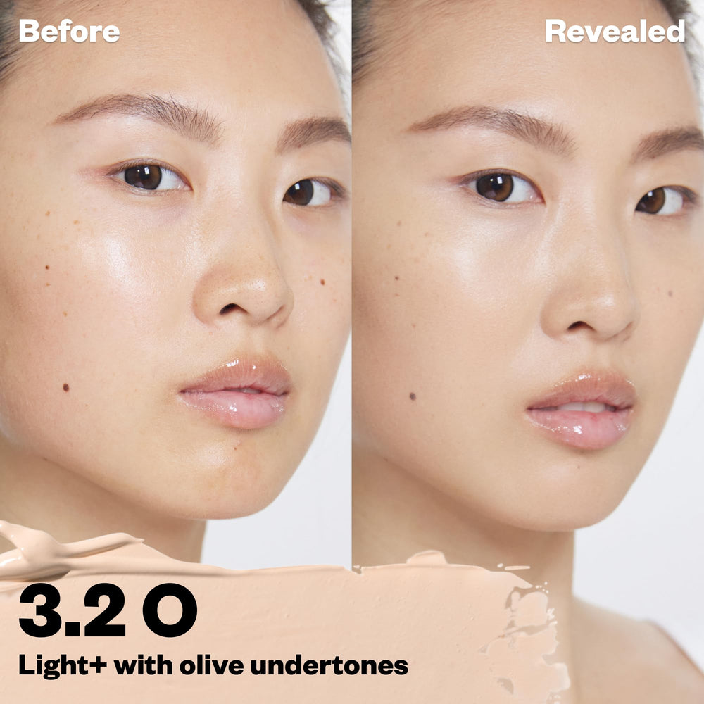 Kosas Revealer Concealer muestra cobertura media para ocultar imperfecciones sin exceso.