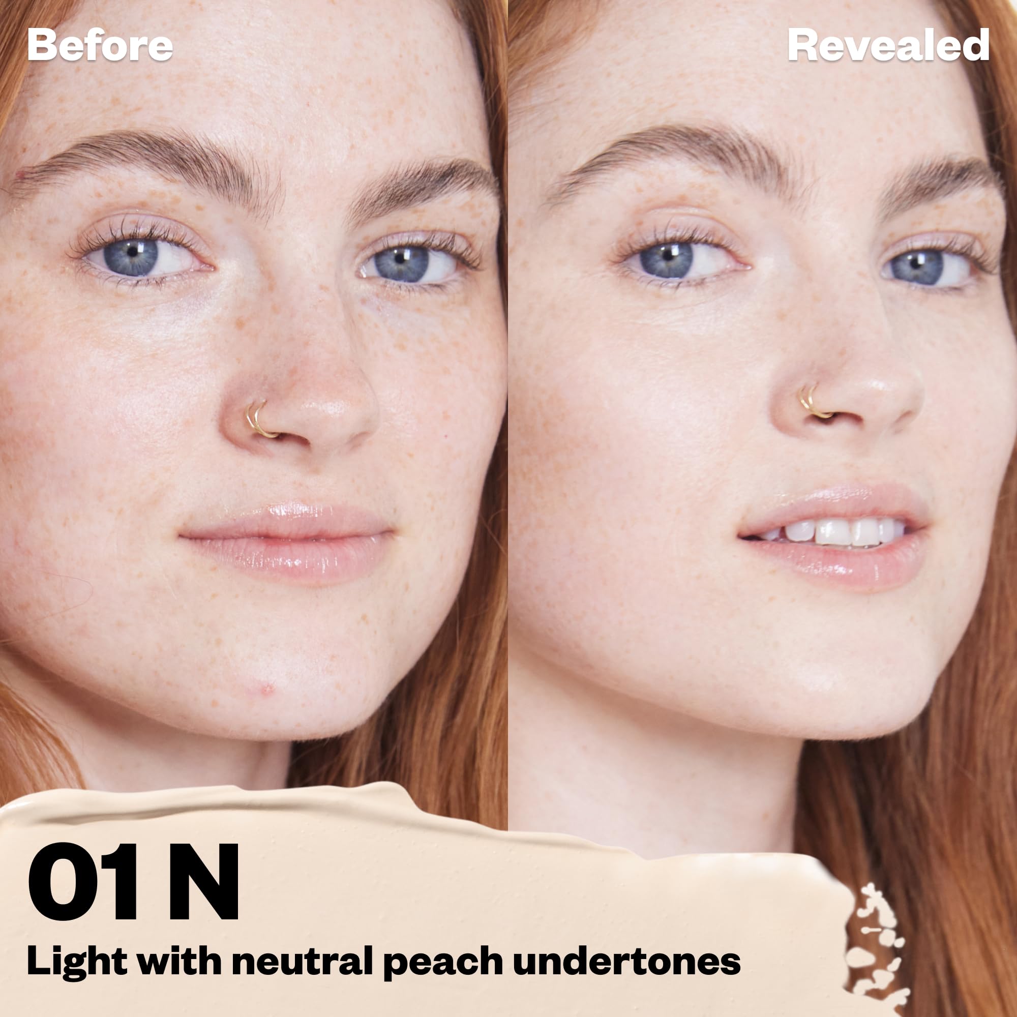 Kosas Revealer Concealer swatch Tone 01 N showing natural finish