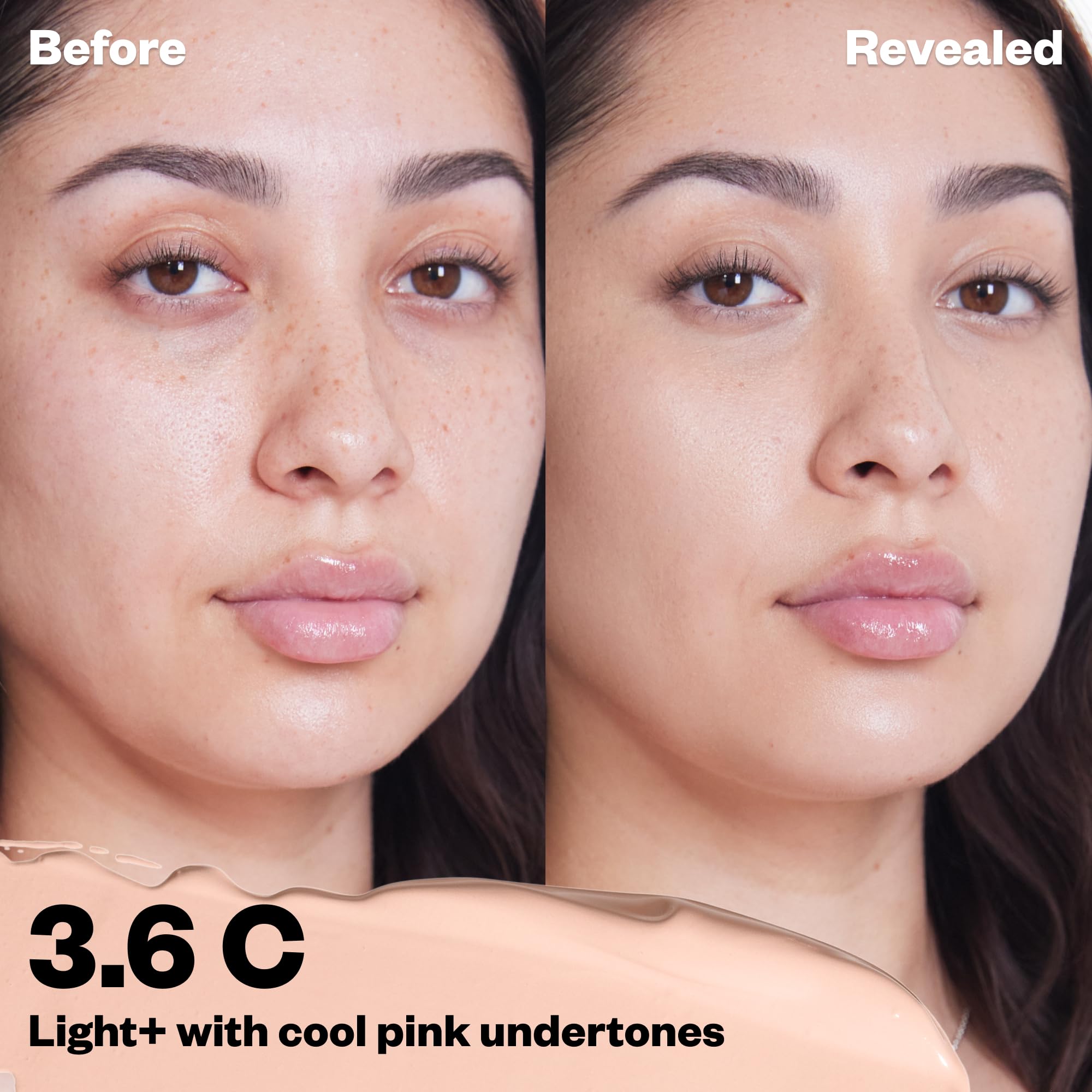 Kosas Revealer Concealer shade 3.6 C swatch demonstrates mid-tone match and natural finish.