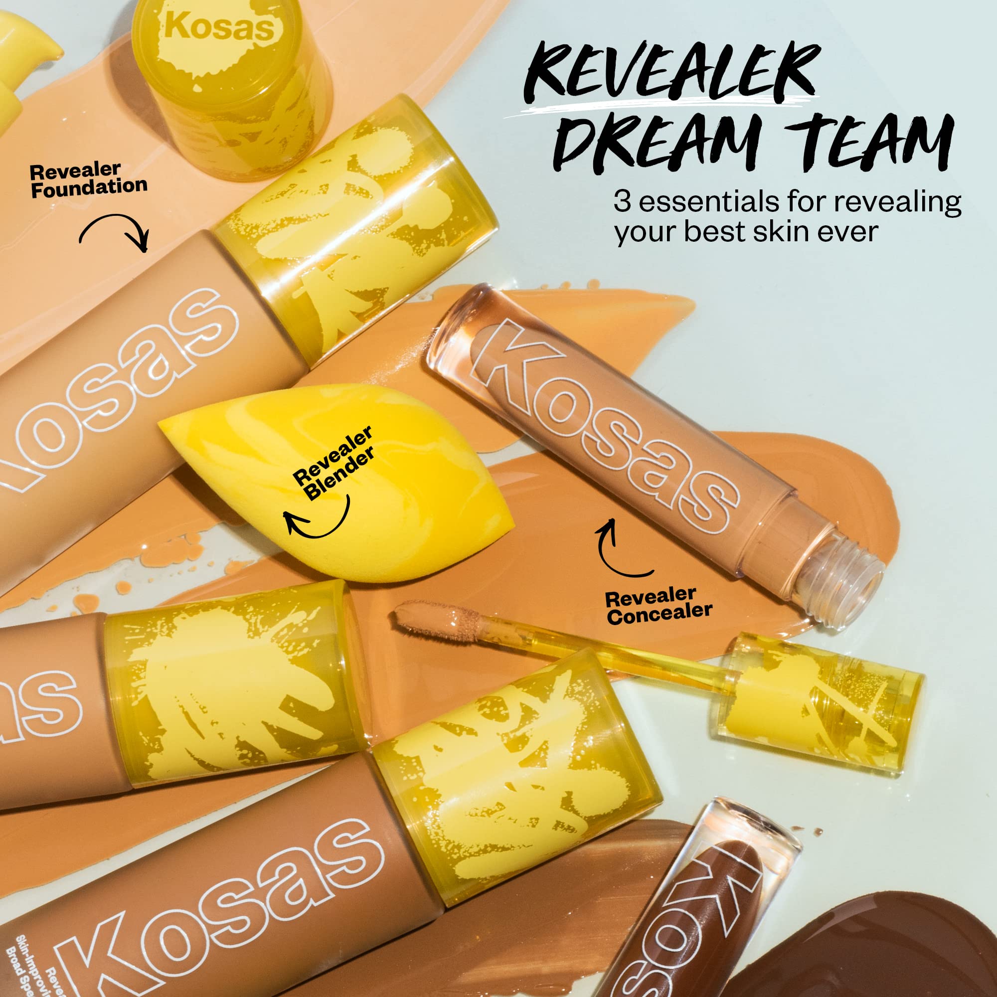 Kosas Revealer packaging close-up emphasizes clean, vegan formula.