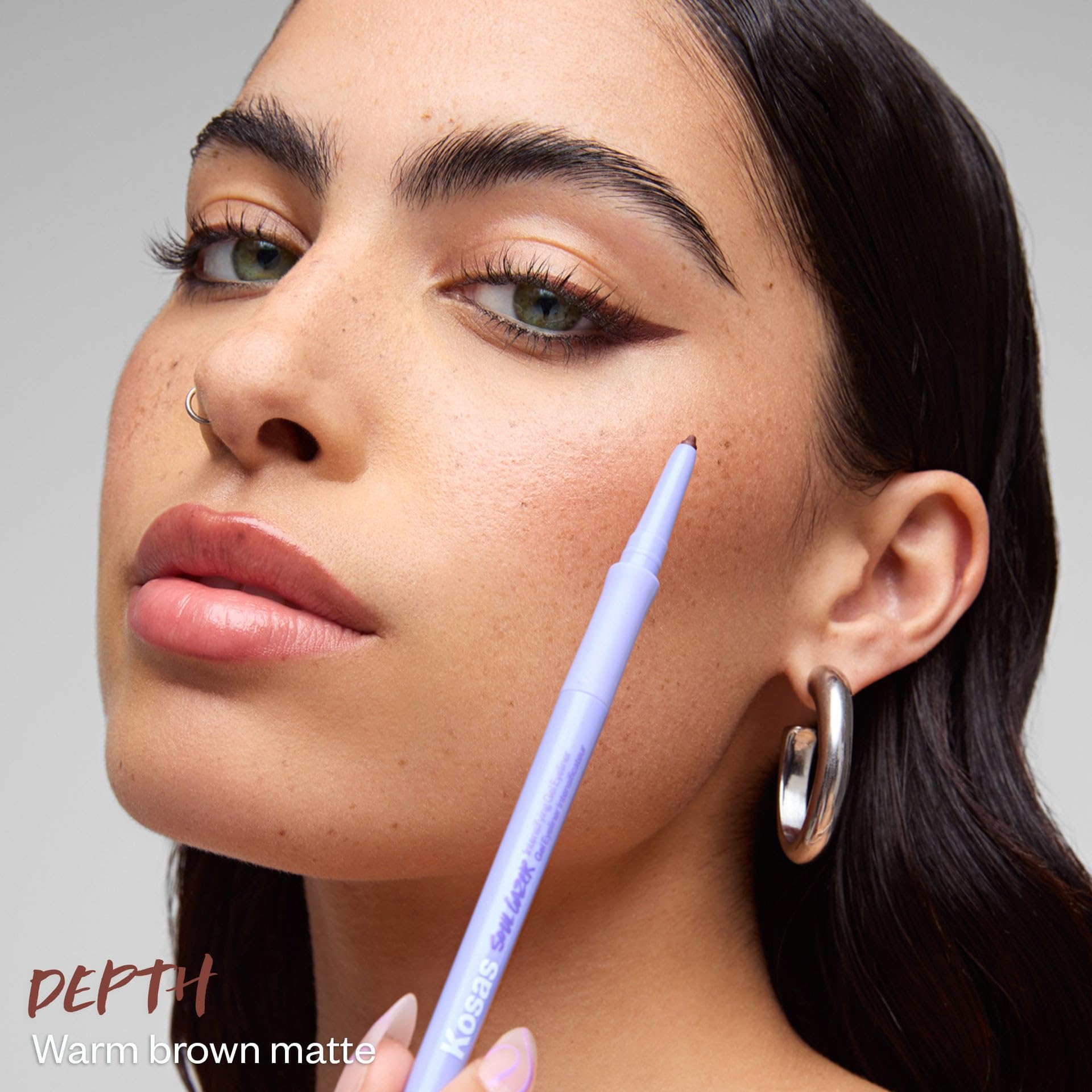 Kosas Soulgazer Depth pencil close-up shows creamy texture for silky glide.