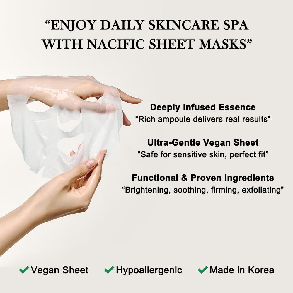 KOSBEAUTY NACIFIC ten-sheet-pack display highlights convenient routine skincare