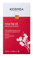 Kosmea Rosehip Oil key-nutrients omega-vitamins visual emphasizes nourishing benefits for healthy glow.