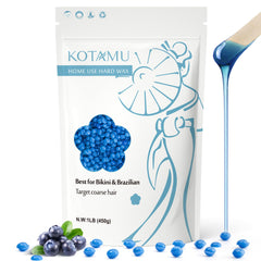 KOTAMU blue hard wax beads for Brazilian bikini, at-home hair removal