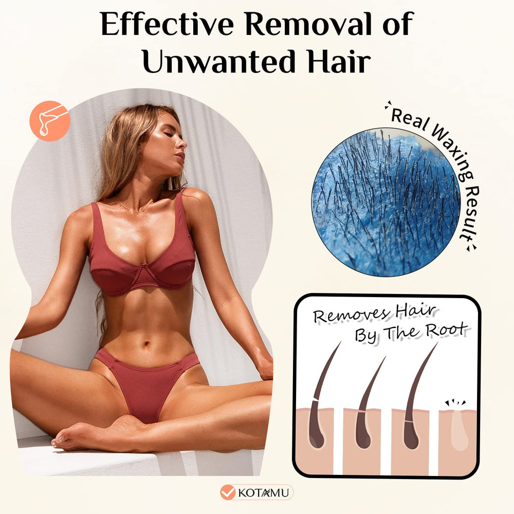 KOTAMU blue hard wax beads for chest waxing on sensitive skin