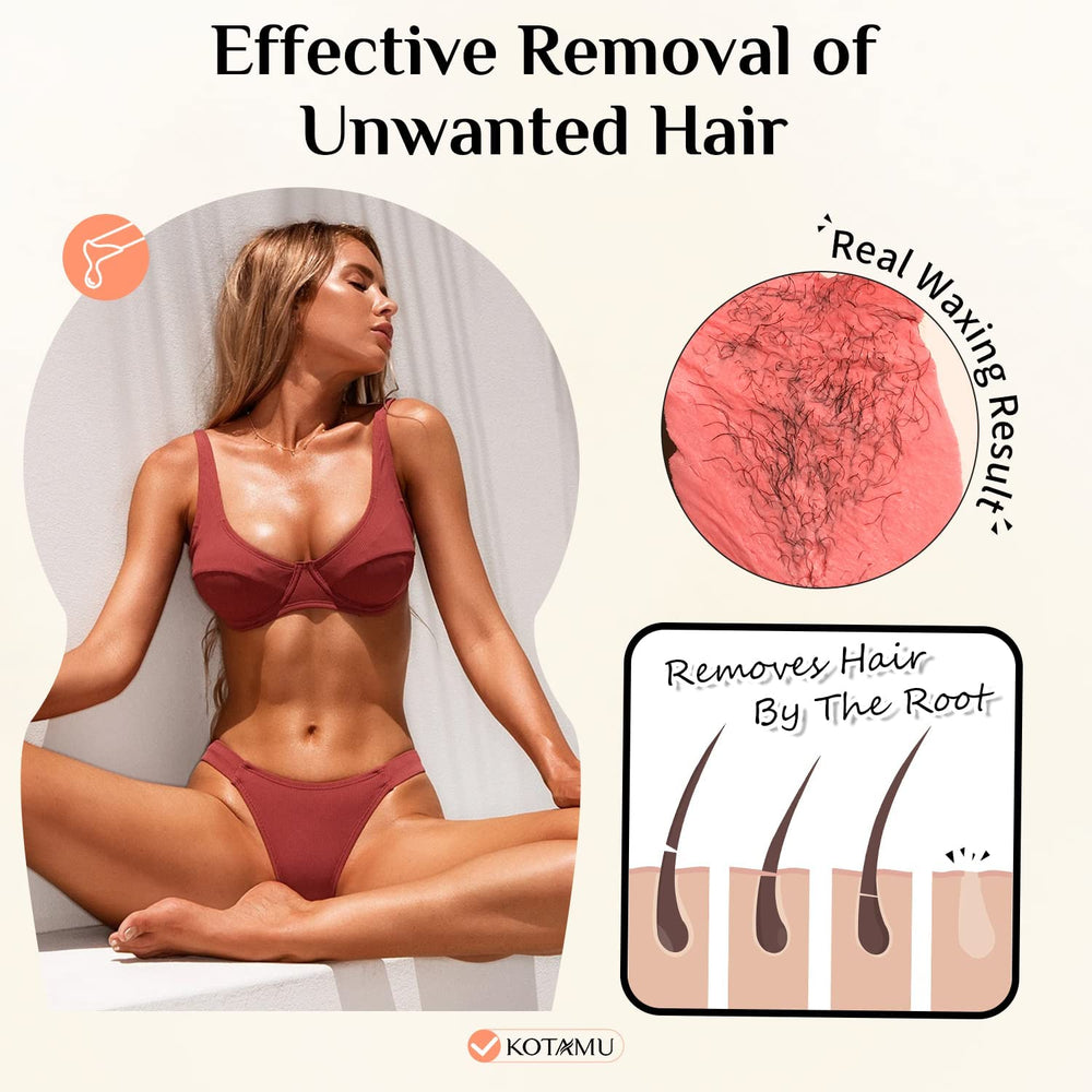 KOTAMU wax beads 1lb package showcases salon-quality at home waxing.