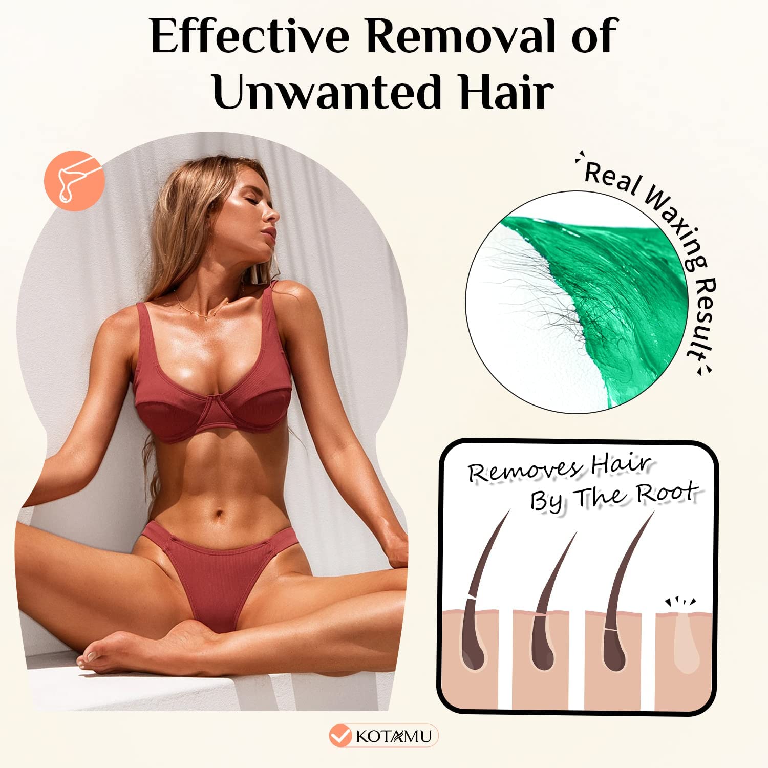 KOTAMU wax beads for arms and legs removal, smooth results