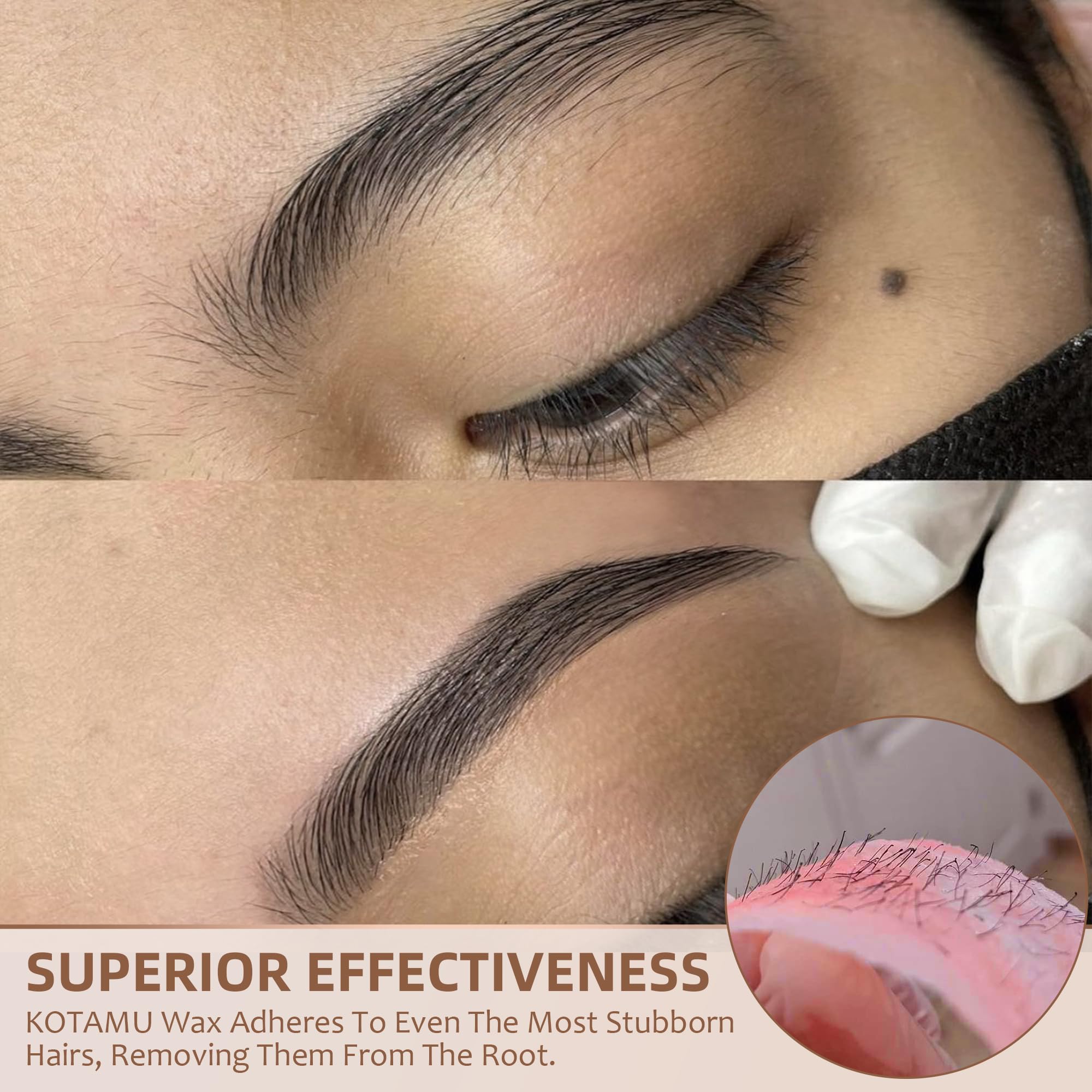 KOTAMU wax beads eyebrows upper lip use highlights precise, gentle facial waxing.