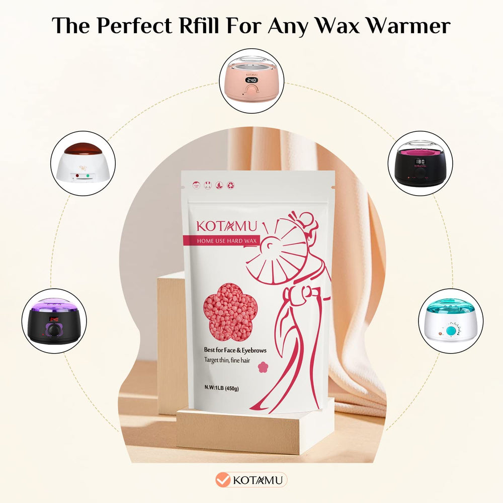 KOTAMU wax beads salon-quality result image suggests long-lasting smooth skin.