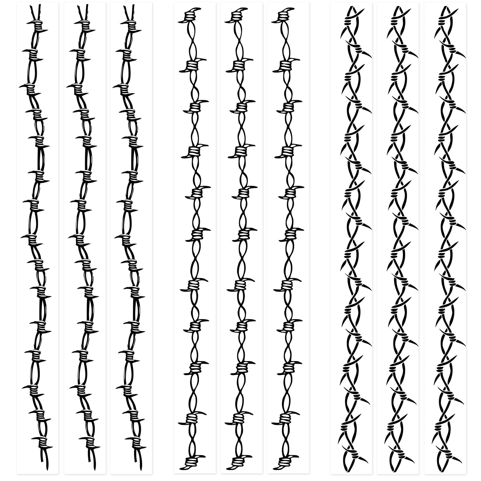 Kotbs barbed wire tattoo sheets collection for bold armbands, concert-ready look