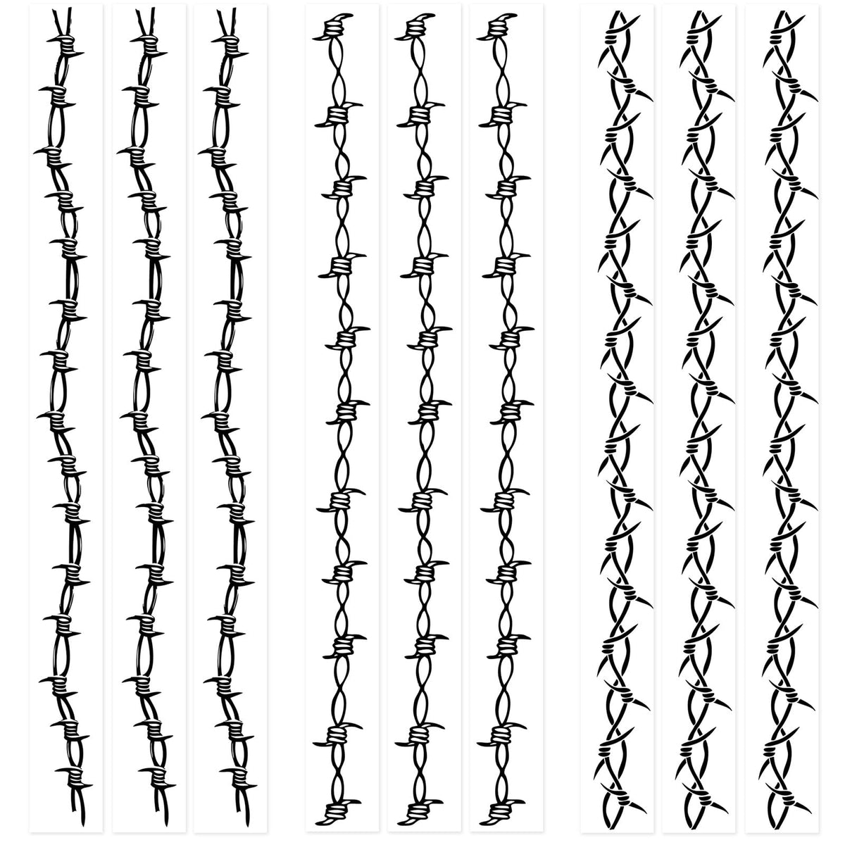 Kotbs barbed wire tattoo sheets collection for bold armbands, concert-ready look