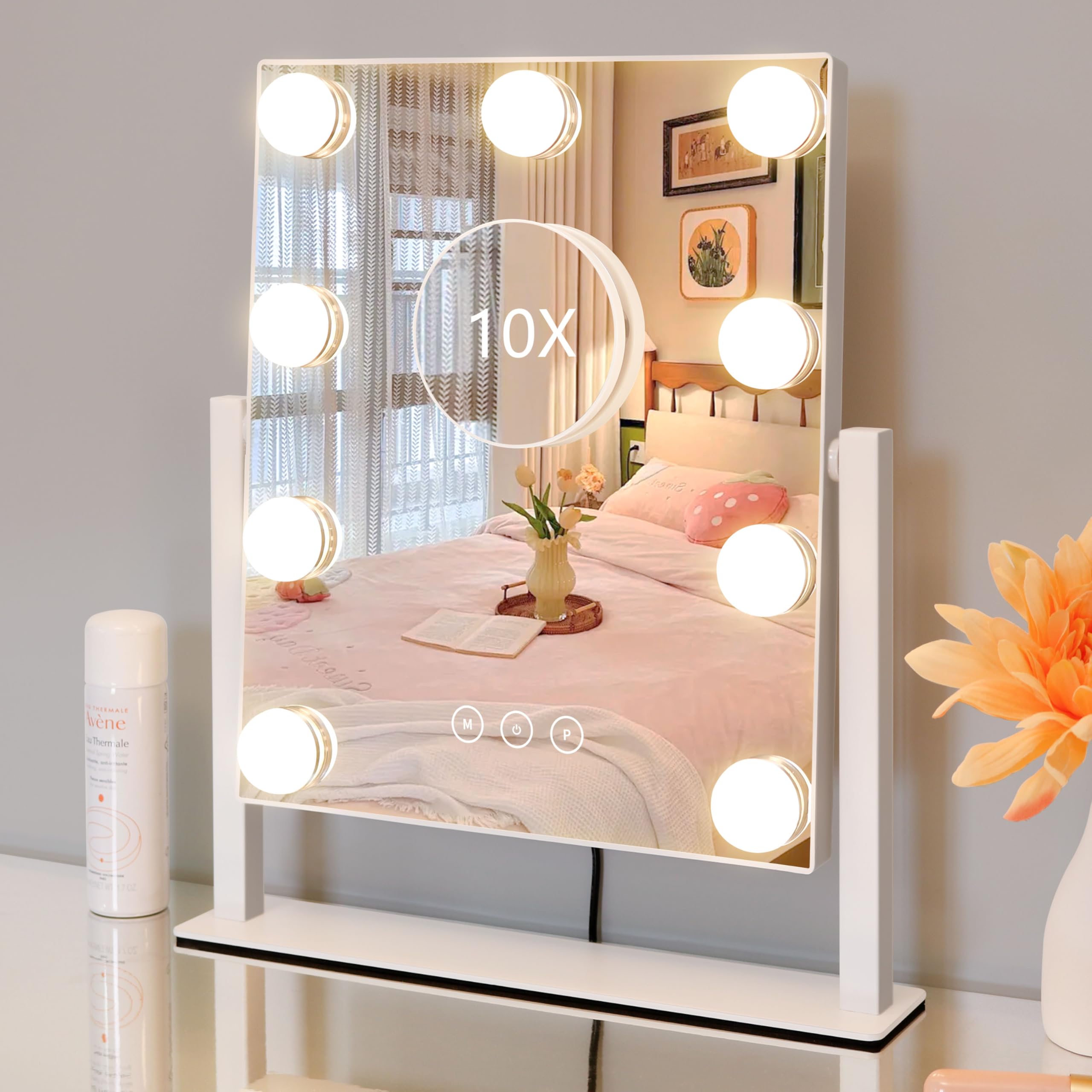 Kotdning vanity mirror showing 360° rotation for full-face viewing from any angle